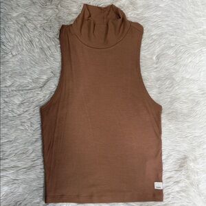 Vuori Tan Sleeveless Turtleneck Tank Top